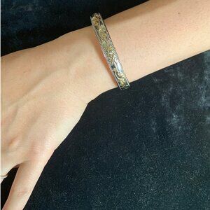 Magnetic Western Style Bracelet with a Detailed Silver & Gold Finish Unisex
